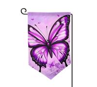 Bandiera da giardino di benvenuto per esterni di piccole dimensioni 31,5 x 45,7 cm doppia faccia resistente alle intemperie bandiera per casa viola farfalla bandiere verticali per fattoria all'aperto