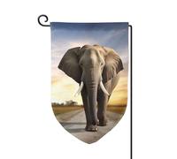 Bandiera da giardino di benvenuto per esterni di piccole dimensioni 31,5 x 45,7 cm doppia faccia resistente alle intemperie bandiera della casa elefante che cammina bandiere verticali per fattoria