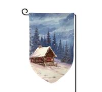 Bandiera da giardino di benvenuto per esterni di piccole dimensioni 31,5 x 45,7 cm doppia faccia resistente alle intemperie bandiera casa cabina nel bosco bandiere verticali per fattoria all'aperto