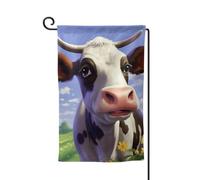 Bandiera da giardino di benvenuto per esterni di piccole dimensioni 31,5 x 45,7 cm doppia faccia resistente alle intemperie bandiera per casa simpatica mucca bandiere verticali per fattoria all'aperto