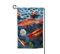 Bandiera da giardino di benvenuto per esterni di piccole dimensioni 31,5 x 45,7 cm doppia faccia resistente alle intemperie bandiera per casa giapponese carpa rossa bandiere verticali per fattoria