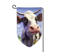 Bandiera da giardino di benvenuto per esterni di piccole dimensioni 31,5 x 45,7 cm doppia faccia resistente alle intemperie bandiera per casa simpatica mucca bandiere verticali per fattoria all'aperto