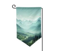 Bandiera da giardino di benvenuto per esterni di piccole dimensioni 31,5 x 45,7 cm doppia faccia resistente alle intemperie bandiera per casa verde paesaggio montano bandiere verticali per fattoria