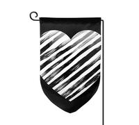 Bandiera da giardino di benvenuto per esterni di piccole dimensioni 31,5 x 45,7 cm doppia faccia resistente alle intemperie bandiera per casa bianca e nera a righe cuore bandiere verticali per