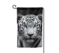 Bandiera da giardino di benvenuto per esterni di piccole dimensioni 31,5 x 45,7 cm doppia faccia resistente alle intemperie bandiera per casa bandiera verticale tigre dagli occhi azzurri bandiere