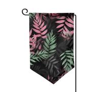Bandiera da giardino di benvenuto per esterni di piccole dimensioni 31,5 x 45,7 cm doppia faccia resistente alle intemperie bandiera della casa con foglie verdi nere bandiere verticali per fattoria