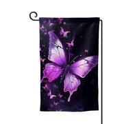 Bandiera da giardino di benvenuto per esterni di piccole dimensioni 31,5 x 45,7 cm doppia faccia resistente alle intemperie bandiera per casa farfalla viola bandiere verticali per fattoria all'aperto