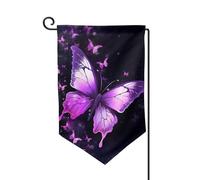 Bandiera da giardino di benvenuto per esterni di piccole dimensioni 31,5 x 45,7 cm doppia faccia resistente alle intemperie bandiera per casa farfalla viola bandiere verticali per fattoria all'aperto