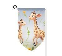 Bandiera da giardino di benvenuto per esterni di piccole dimensioni 31,5 x 45,7 cm doppia faccia resistente alle intemperie bandiera per casa carina giraffa bandiere verticali per fattoria all'aperto