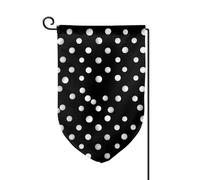 Bandiera da giardino di benvenuto per esterni di piccole dimensioni 31,5 x 45,7 cm doppia faccia resistente alle intemperie bandiera per casa nera bianca a pois bandiere verticali per fattoria