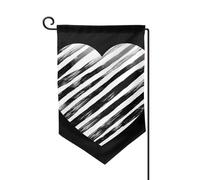 Bandiera da giardino di benvenuto per esterni di piccole dimensioni 31,5 x 45,7 cm doppia faccia resistente alle intemperie bandiera per casa bianca e nera a righe cuore bandiere verticali per