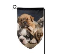 Bandiera da giardino di benvenuto per esterni di piccole dimensioni 31,5 x 45,7 cm doppia faccia resistente alle intemperie bandiera per casa con cani assonnati bandiere verticali per fattoria