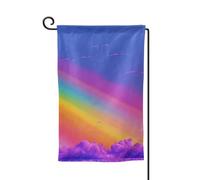 Bandiera da giardino di benvenuto per esterni di piccole dimensioni 31,5 x 45,7 cm doppia faccia resistente alle intemperie bandiera per casa arcobaleno estetica bandiere verticali per fattoria