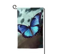 Bandiera da giardino di benvenuto per esterni di piccole dimensioni 31,5 x 45,7 cm doppia faccia resistente alle intemperie bandiera per casa blu farfalla bandiere verticali per fattoria all'aperto