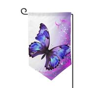 Bandiera da giardino di benvenuto per esterni di piccole dimensioni 31,5 x 45,7 cm doppia faccia resistente alle intemperie bandiera per casa viola farfalla bandiere verticali per fattoria all'aperto