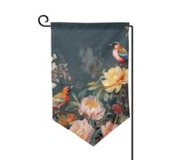 Bandiera da giardino di benvenuto per esterni di piccole dimensioni 31,5 x 45,7 cm su entrambi i lati, resistente alle intemperie, bandiera per casa, fiori, uccelli, bandiere verticali per casa