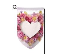 Bandiera da giardino di benvenuto per esterni di piccole dimensioni 31,8 x 45,7 cm doppia faccia resistente alle intemperie bandiera della casa carta a forma di cuore fiori bandiere verticali per