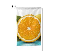 Bandiera da giardino di benvenuto per esterni di piccole dimensioni 31,8 x 45,7 cm doppia faccia resistente alle intemperie bandiera per casa bandiera verticale frutta arancia fresca bandiere