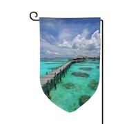 Bandiera da giardino di benvenuto per esterni di piccole dimensioni 31,8 x 45,7 cm doppia faccia resistente alle intemperie bandiera per casa maldive paesaggi bandiere verticali per fattoria