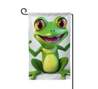 Bandiera da giardino di benvenuto per esterni di piccole dimensioni 31,8 x 45,7 cm doppia faccia resistente alle intemperie bandiera per casa rana verde bandiere verticali per fattoria all'aperto