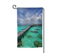 Bandiera da giardino di benvenuto per esterni di piccole dimensioni 31,8 x 45,7 cm doppia faccia resistente alle intemperie bandiera per casa maldive paesaggi bandiere verticali per fattoria