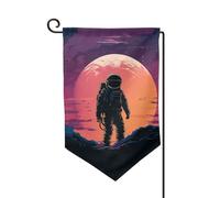 Bandiera da giardino di benvenuto per esterni di piccole dimensioni 31,8 x 45,7 cm doppia faccia resistente alle intemperie bandiera per casa cool astronauta bandiere verticali per fattoria all'aperto