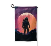Bandiera da giardino di benvenuto per esterni di piccole dimensioni 31,8 x 45,7 cm doppia faccia resistente alle intemperie bandiera per casa cool astronauta bandiere verticali per fattoria all'aperto