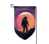 Bandiera da giardino di benvenuto per esterni di piccole dimensioni 31,8 x 45,7 cm doppia faccia resistente alle intemperie bandiera per casa cool astronauta bandiere verticali per fattoria all'aperto
