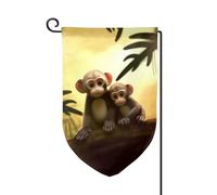 Bandiera da giardino di benvenuto per esterni di piccole dimensioni 31 x 45 cm doppia faccia resistente alle intemperie bandiera per casa bella coppia scimmia bandiere verticali per fattoria