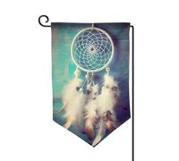 Bandiera da giardino di benvenuto per esterni di piccole dimensioni 31 x 45 cm doppia faccia resistente alle intemperie bandiera per casa bianca acchiappasogni piuma bandiere verticali per fattoria