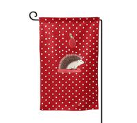 Bandiera da giardino di benvenuto per esterni di piccole dimensioni 31 x 45 cm doppia faccia resistente alle intemperie bandiera per casa rosso a pois riccio bandiere verticali per fattoria all'aperto