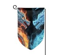 Bandiera da giardino di benvenuto per esterni di piccole dimensioni 31 x 45 cm doppia faccia resistente alle intemperie bandiera per casa ghiaccio e fuoco draghi bandiere verticali per fattoria
