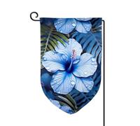 Bandiera da giardino di benvenuto per esterni di piccole dimensioni 31 x 45 cm doppia faccia resistente alle intemperie bandiera per casa fiore blu tropicale bandiere verticali per fattoria all'aperto