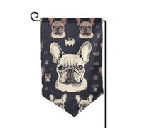 Bandiera da giardino di benvenuto per esterni di piccole dimensioni 31 x 45 cm doppia faccia resistente alle intemperie bandiera per casa I Love Bulldog francese bandiere verticali per fattoria