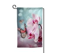 Bandiera da giardino di benvenuto per esterni di piccole dimensioni 31 x 45 cm doppia faccia resistente alle intemperie bandiera per casa fiore orchidea farfalla bandiere verticali per fattoria