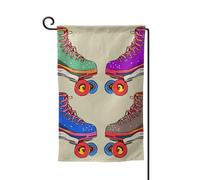 Bandiera da giardino di benvenuto per esterni di piccole dimensioni 31 x 45 cm doppia faccia resistente alle intemperie bandiera per casa retrò colorata pattini a rotelle bandiere verticali per