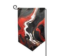 Bandiera da giardino di benvenuto per esterni di piccole dimensioni 31 x 45 cm doppia faccia resistente alle intemperie bandiera per casa in marmo nero e rosso bandiere verticali per fattoria