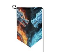 Bandiera da giardino di benvenuto per esterni di piccole dimensioni 31 x 45 cm doppia faccia resistente alle intemperie bandiera per casa ghiaccio e fuoco draghi bandiere verticali per fattoria