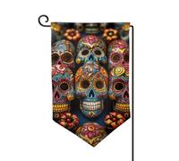 Bandiera da giardino di benvenuto per esterni di piccole dimensioni 31 x 45 cm doppia faccia resistente alle intemperie bandiera per casa colorata teschi di zucchero bandiere verticali per fattoria