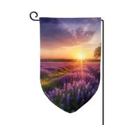 Bandiera da giardino di benvenuto per esterni di piccole dimensioni 31 x 45 cm doppia faccia resistente alle intemperie bandiera per casa prato lavanda al tramonto primavera bandiere verticali per