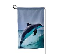 Bandiera da giardino di benvenuto per esterni di piccole dimensioni 31 x 45 cm doppia faccia resistente alle intemperie bandiera per casa delfino bandiere verticali per fattoria all'aperto prato patio