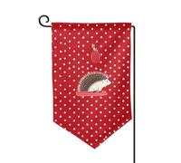 Bandiera da giardino di benvenuto per esterni di piccole dimensioni 31 x 45 cm doppia faccia resistente alle intemperie bandiera per casa rosso a pois riccio bandiere verticali per fattoria all'aperto
