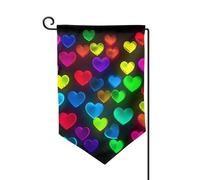 Bandiera da giardino di benvenuto per esterni di piccole dimensioni 31 x 45 cm doppia faccia resistente alle intemperie bandiera per casa arcobaleno cuori bandiere verticali per fattoria all'aperto