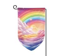 Bandiera da giardino di benvenuto per esterni di piccole dimensioni 31 x 45 cm doppia faccia resistente alle intemperie bandiera per casa bandiere verticali arcobaleno colorate per casa all'aperto