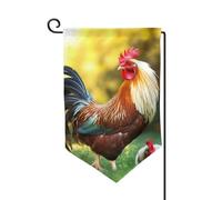 Bandiera da giardino di benvenuto per esterni di piccole dimensioni 31 x 45 cm doppia faccia resistente alle intemperie bandiera per casa divertente gallo bandiere verticali per fattoria all'aperto