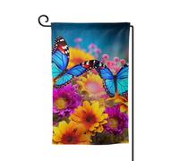 Bandiera da giardino di benvenuto per esterni di piccole dimensioni 31 x 45 cm doppia faccia resistente alle intemperie bandiera per casa colorata farfalla fiore bandiere verticali per fattoria