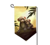 Bandiera da giardino di benvenuto per esterni di piccole dimensioni 31 x 45 cm doppia faccia resistente alle intemperie bandiera per casa bella coppia scimmia bandiere verticali per fattoria