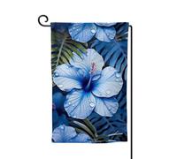 Bandiera da giardino di benvenuto per esterni di piccole dimensioni 31 x 45 cm doppia faccia resistente alle intemperie bandiera per casa fiore blu tropicale bandiere verticali per fattoria all'aperto