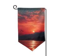 Bandiera da giardino di benvenuto per esterni di piccole dimensioni 31 x 45 cm doppia faccia resistente alle intemperie bandiera per casa tramonto rosso fuoco bandiere verticali per fattoria