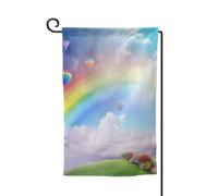 Bandiera da giardino di benvenuto per esterni di piccole dimensioni 31 x 45 cm doppia faccia resistente alle intemperie bandiera per casa arcobaleno da sogno bandiere verticali per fattoria all'aperto